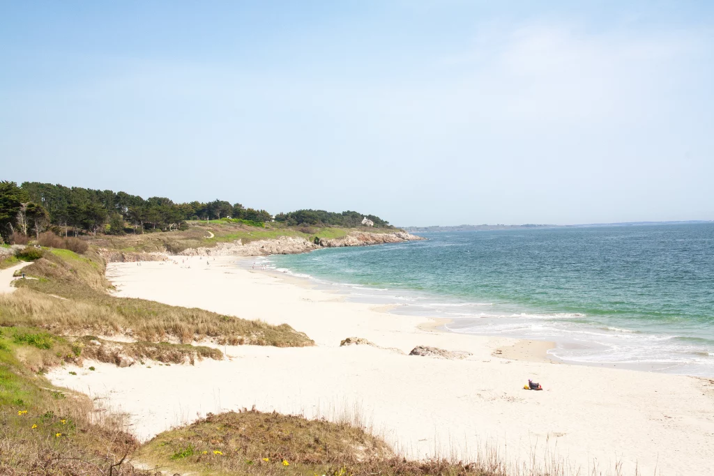 Wit zandstrand en blauwe zee
